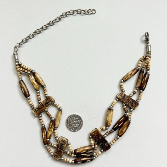 Vintage Horn Bone Bead Choker Necklace - Picture 5 of 6
